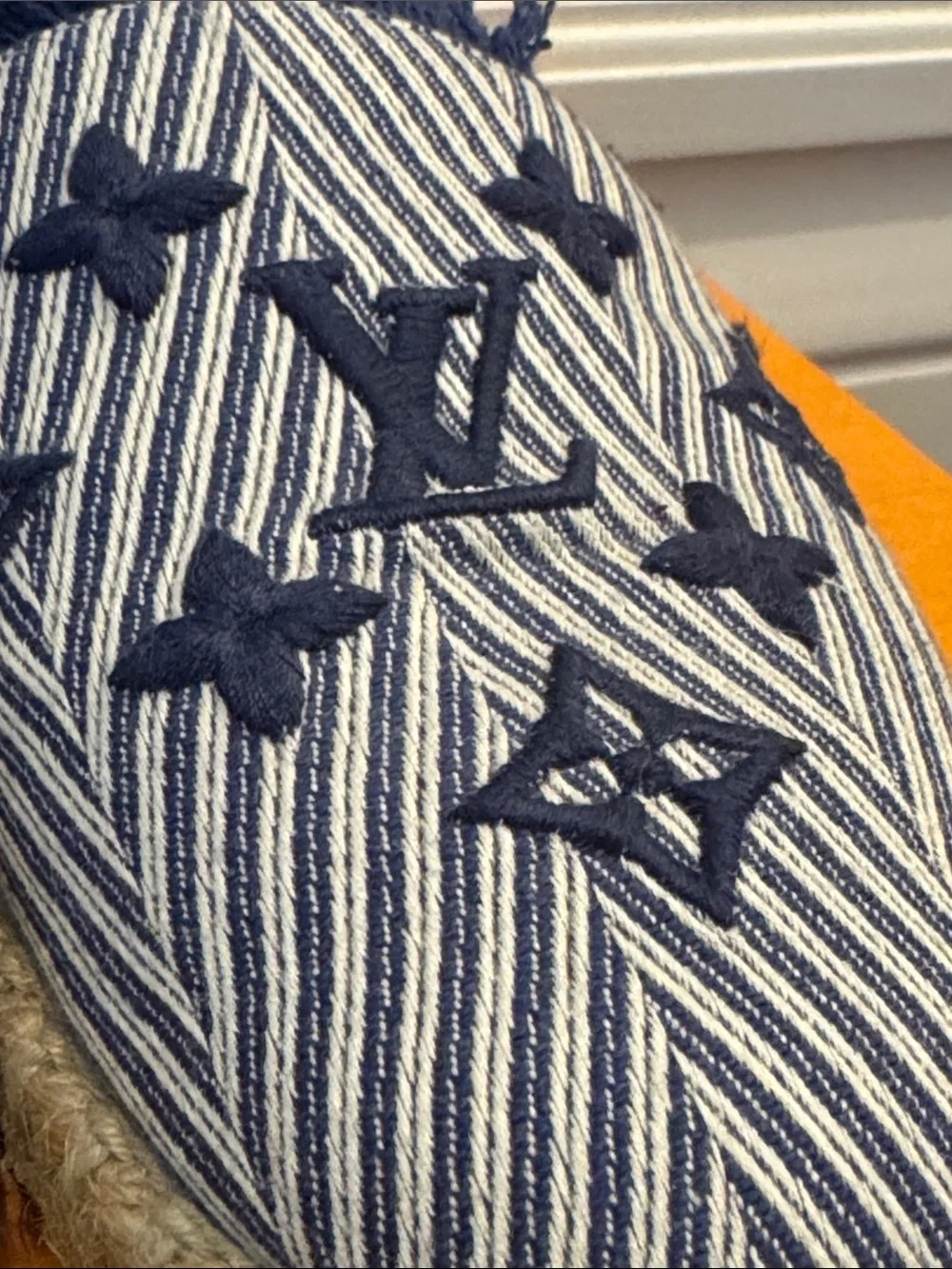Louis Vuitton Blue & White Striped Monogram Espadrilles size 36.5